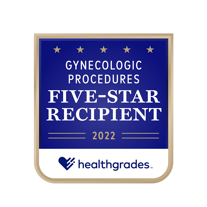2022 Healthgrades five-star recipient for Gynacologic Procedures badge.